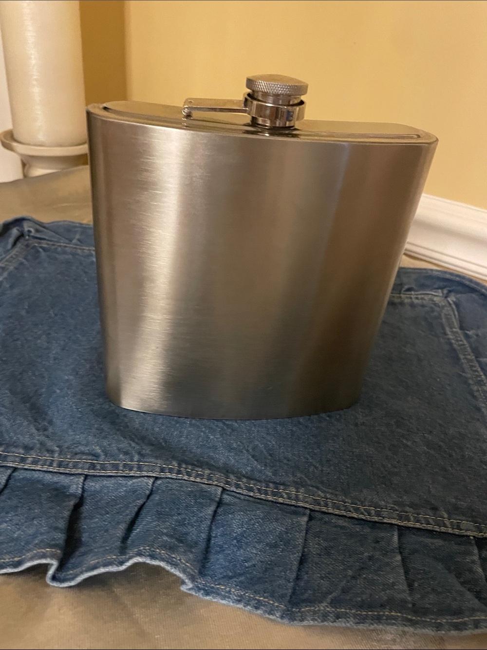 Sharper Image Brushed Steel Hip Flask in Silver